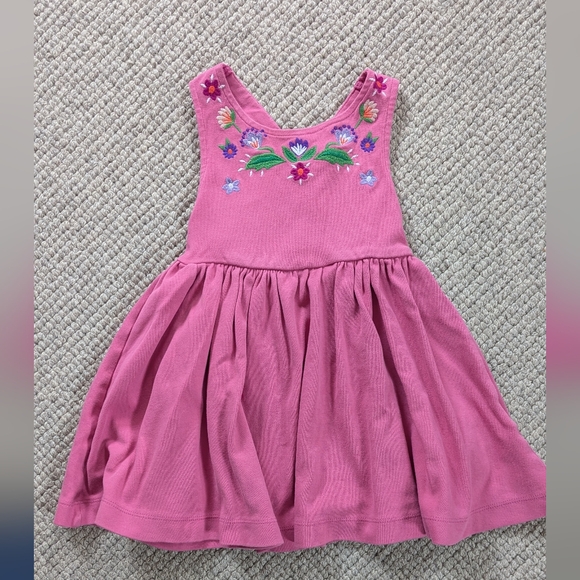 Mini Boden Other - Mini Boden Pink Girls Crossback Dress with Floral Embroidery